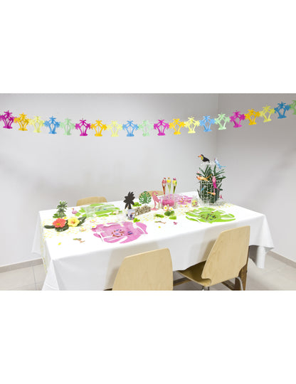 Ghirlandă de hârtie cu palmieri multicolori de 4 m pentru petrecere tropicală