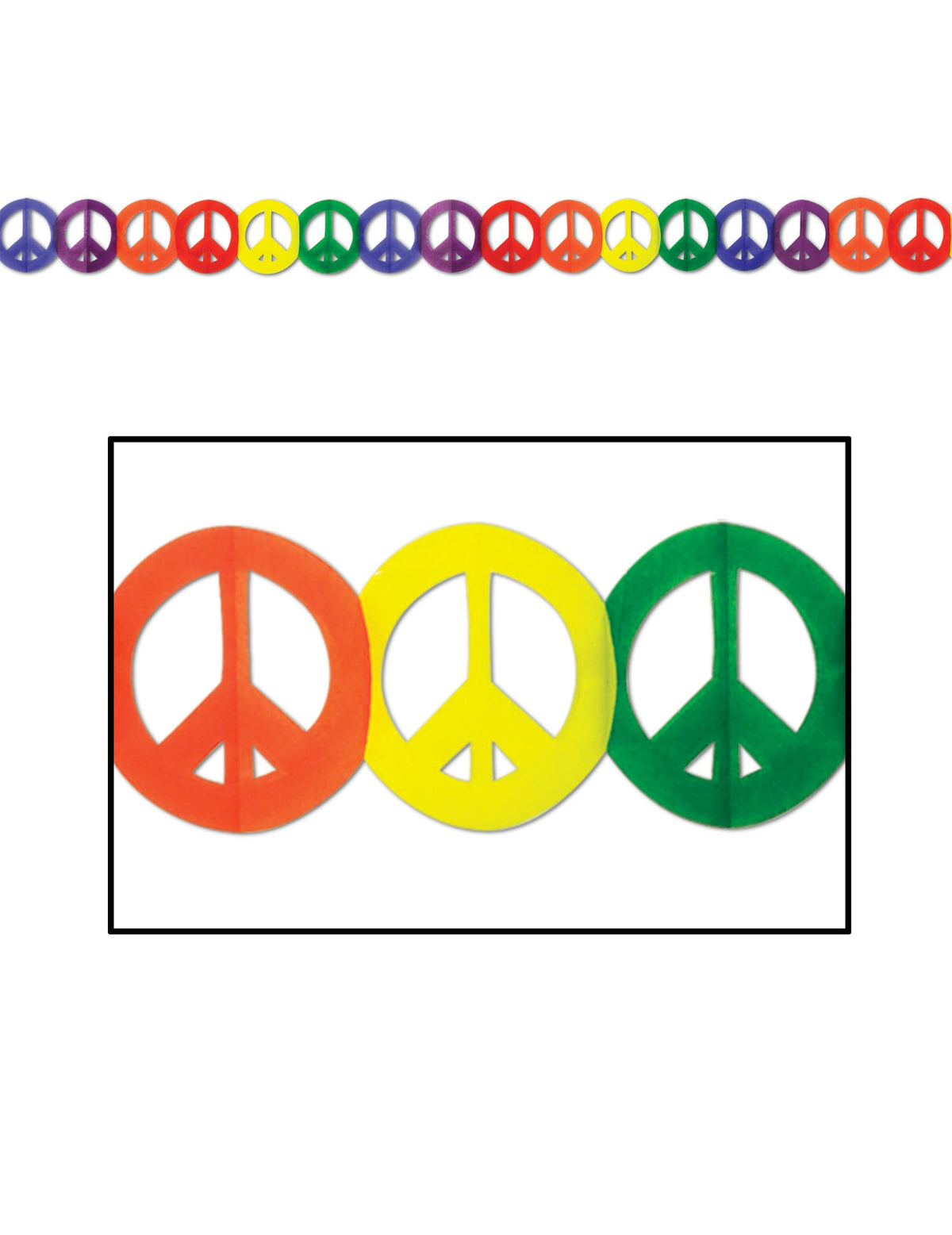 Guirlande en papier Hippie Peace pour décoration multicolore