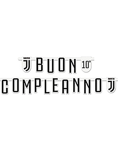 Guirlande personnalisable en carton Buon Compleanno Juventus™ pour anniversaire noir et blanc