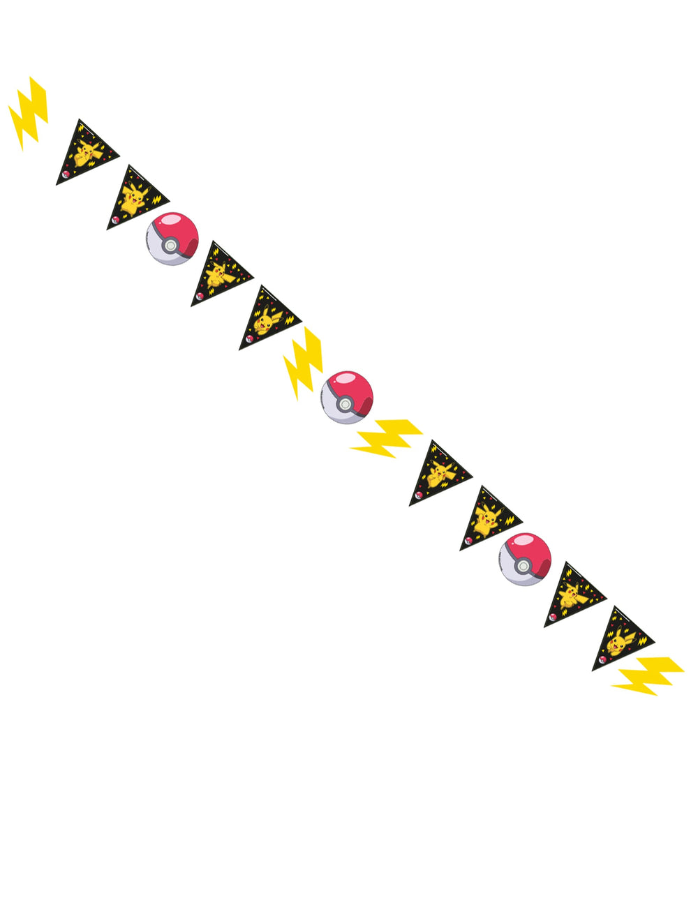 Guirlande Pokémon Pikachu pour fête jaune et noire avec Pokeballs et éclairs
