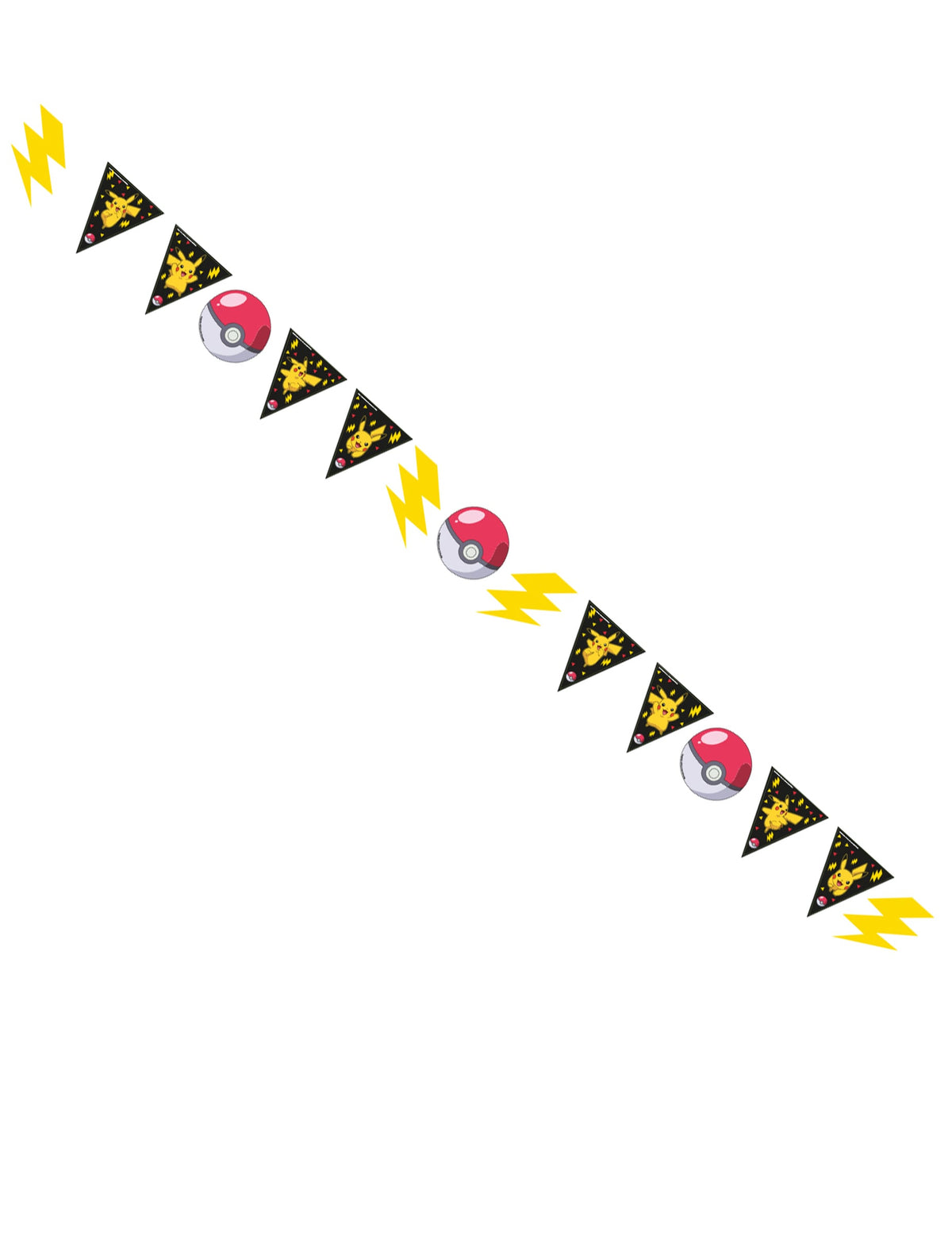 Guirlande Pokémon Pikachu pour fête jaune et noire avec Pokeballs et éclairs