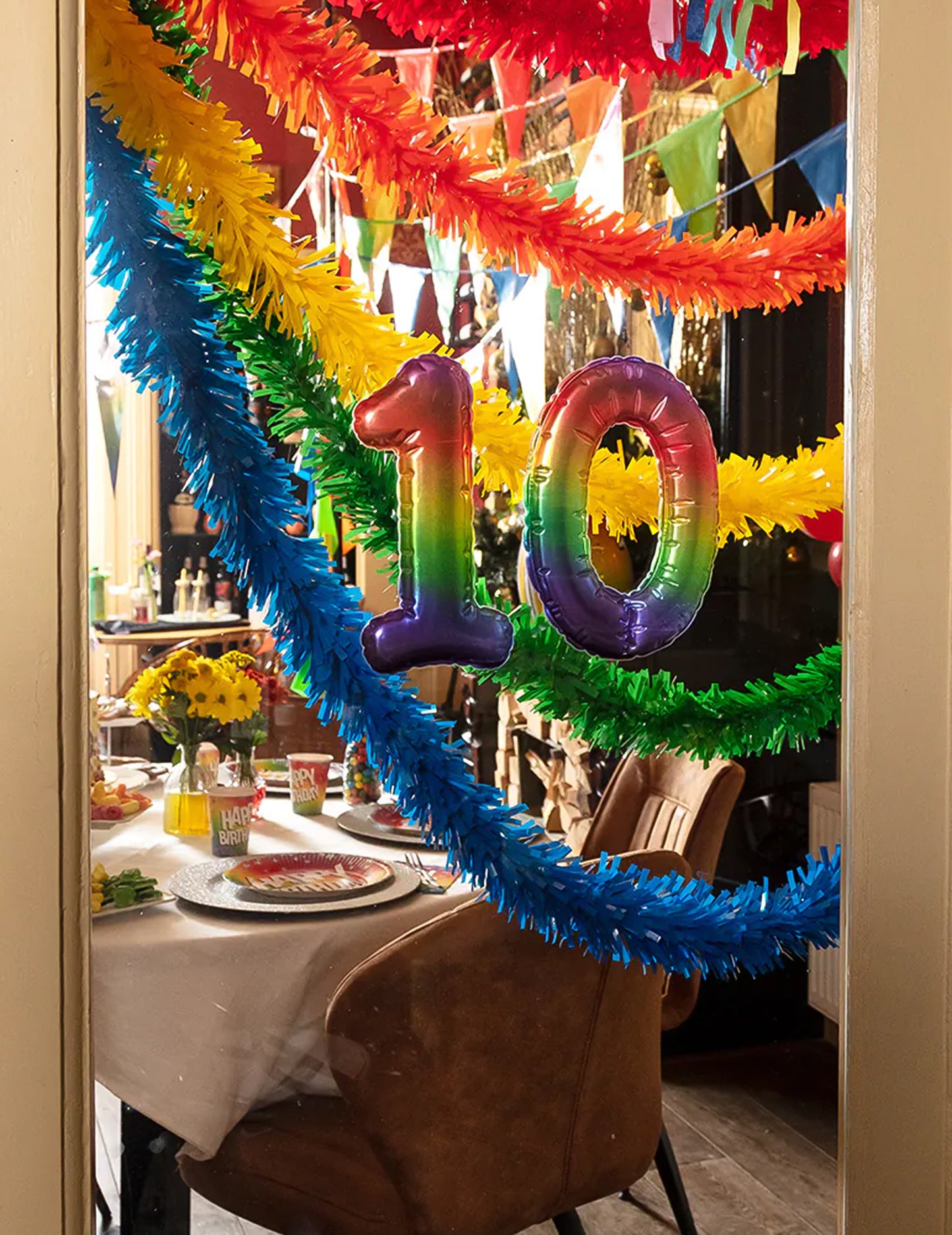 Ghirlandă roșie din PVC plastic ignifug, 10 metri 