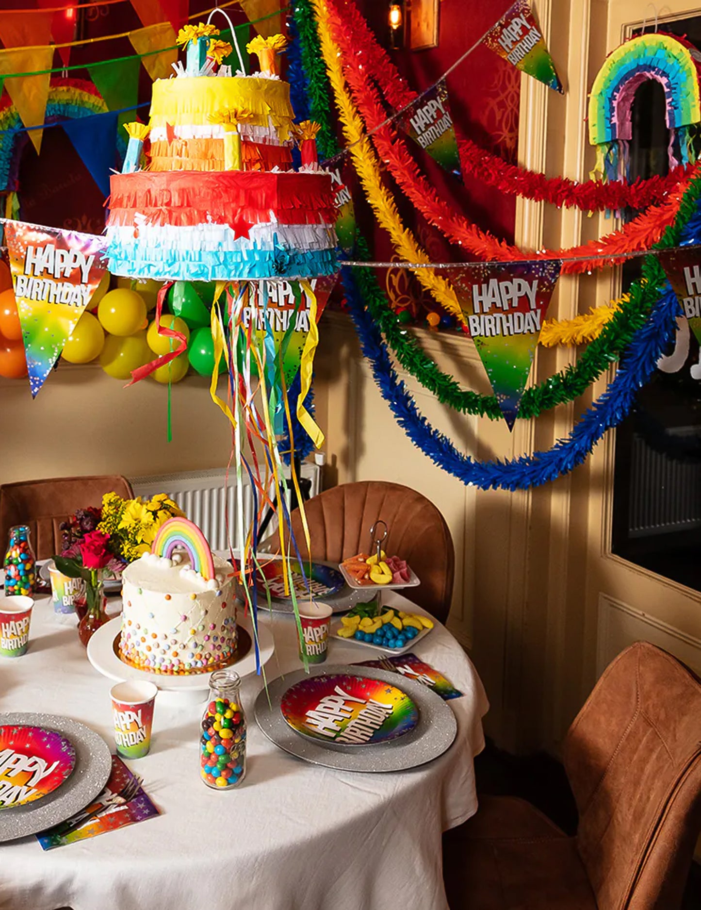 Ghirlandă roșie din PVC plastic ignifug, 10 metri 