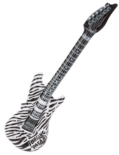 Guitare rock gonflable zébrée pour adulte noir et blanc