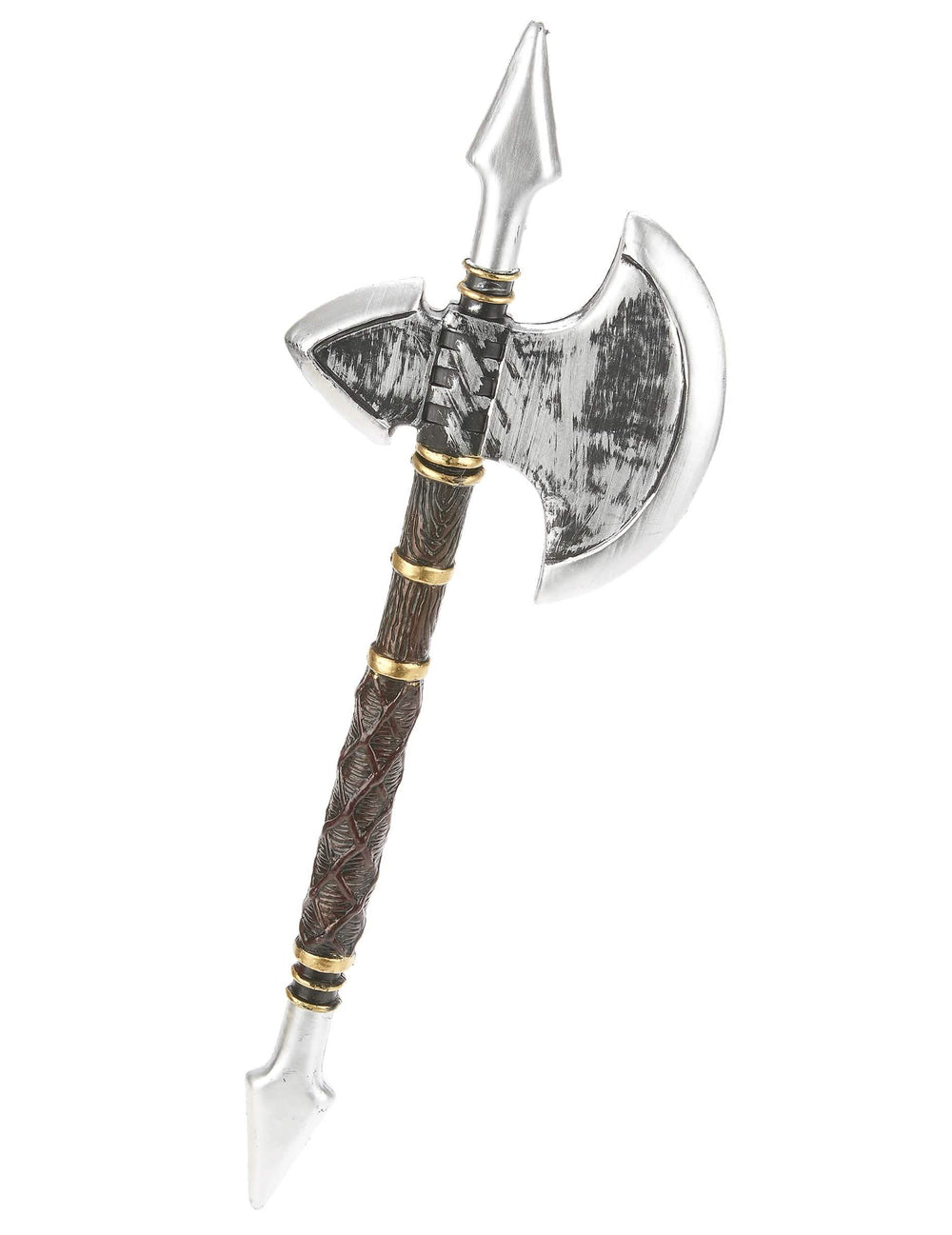 Topor viking cu țepi pentru adult, argintiu și maro, din plastic