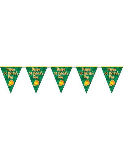 Guirlande fanions Happy St Patrick's Day pour décoration vert avec trèfles et pot d'or