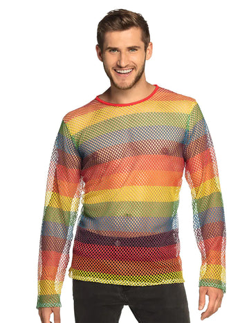 Haut résille arc en ciel homme