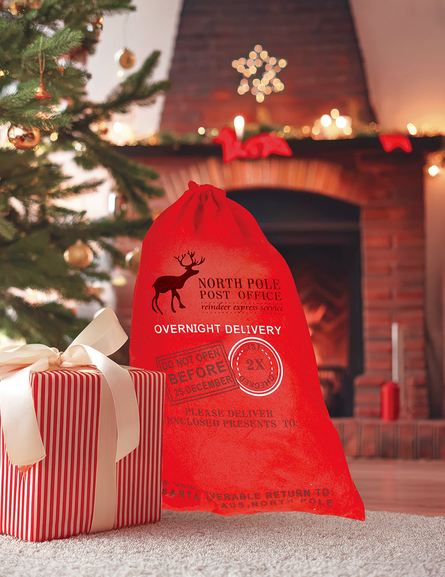 Sac roșu al lui Moș Crăciun 65 x 45 cm