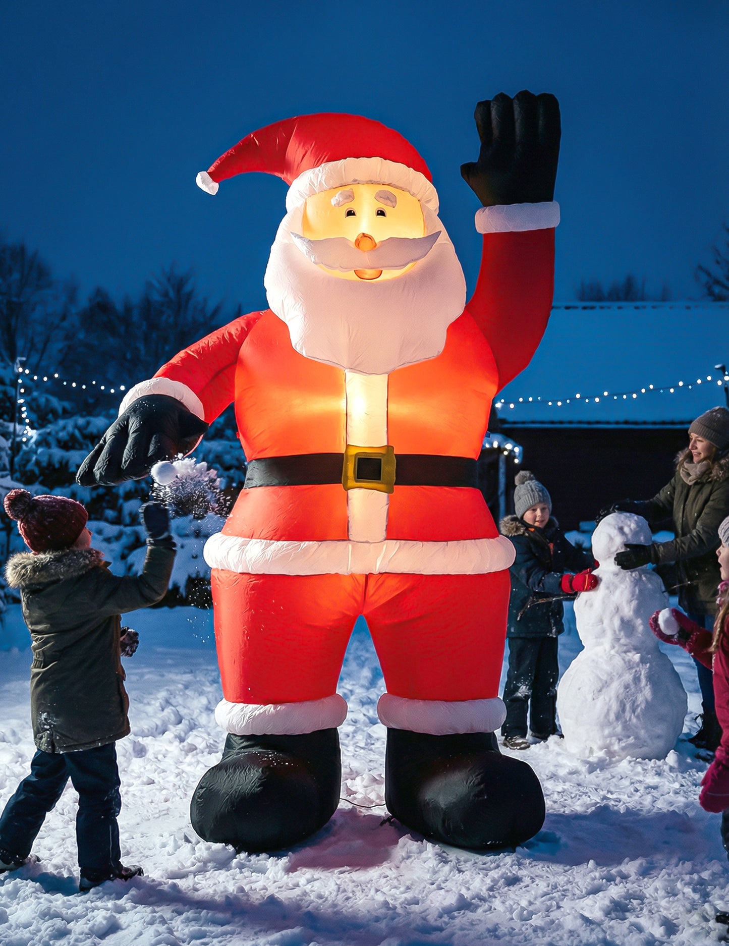 Decorațiune Moș Crăciun uriaș gonflabil și luminos 244 cm 