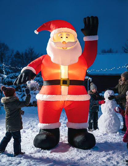 Decorațiune Moș Crăciun uriaș gonflabil și luminos 244 cm 