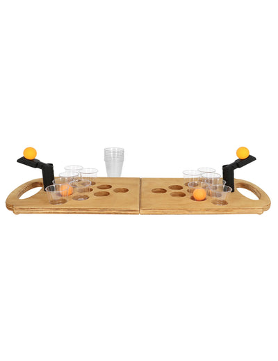Jeu à boire shot pong pour adulte en bois avec mini catapultes et balles orange