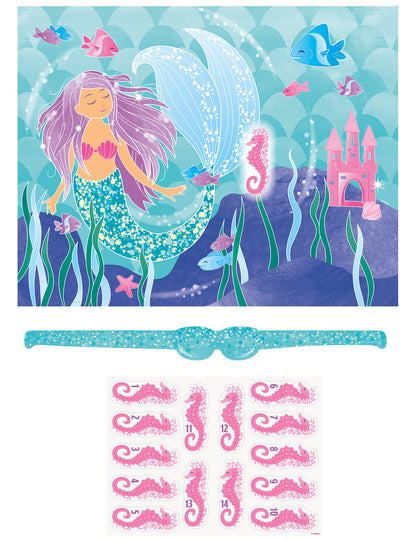 Joc de petrecere cu o sirenă drăguță și un căluț de mare roz