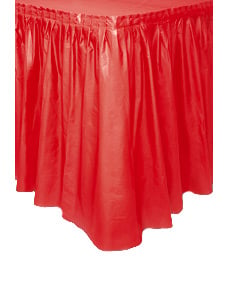 Jupe de table de fête pour décoration rouge en plastique adhésive