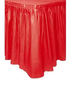 Jupe de table de fête pour décoration rouge en plastique adhésive