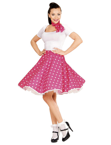 Fustă roz roz și mazăre din anii 50