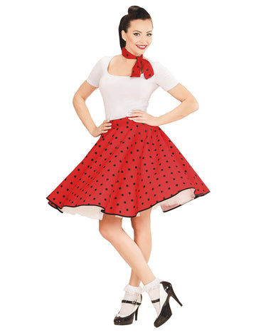 50 -50 -50 -50 -Fusta de mazăre roșie a femeilor și eșarfă