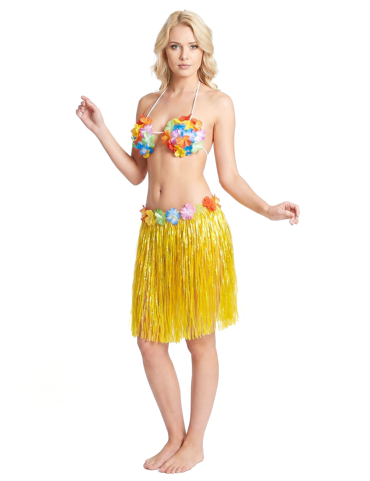 Fustă scurtă hawaiană adult galben