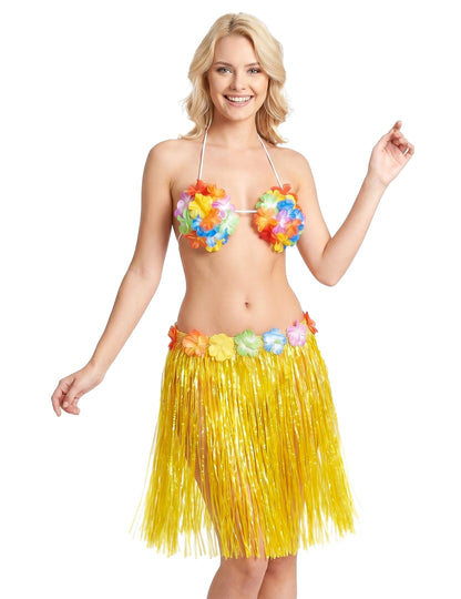 Fustă scurtă hawaiană adult galben