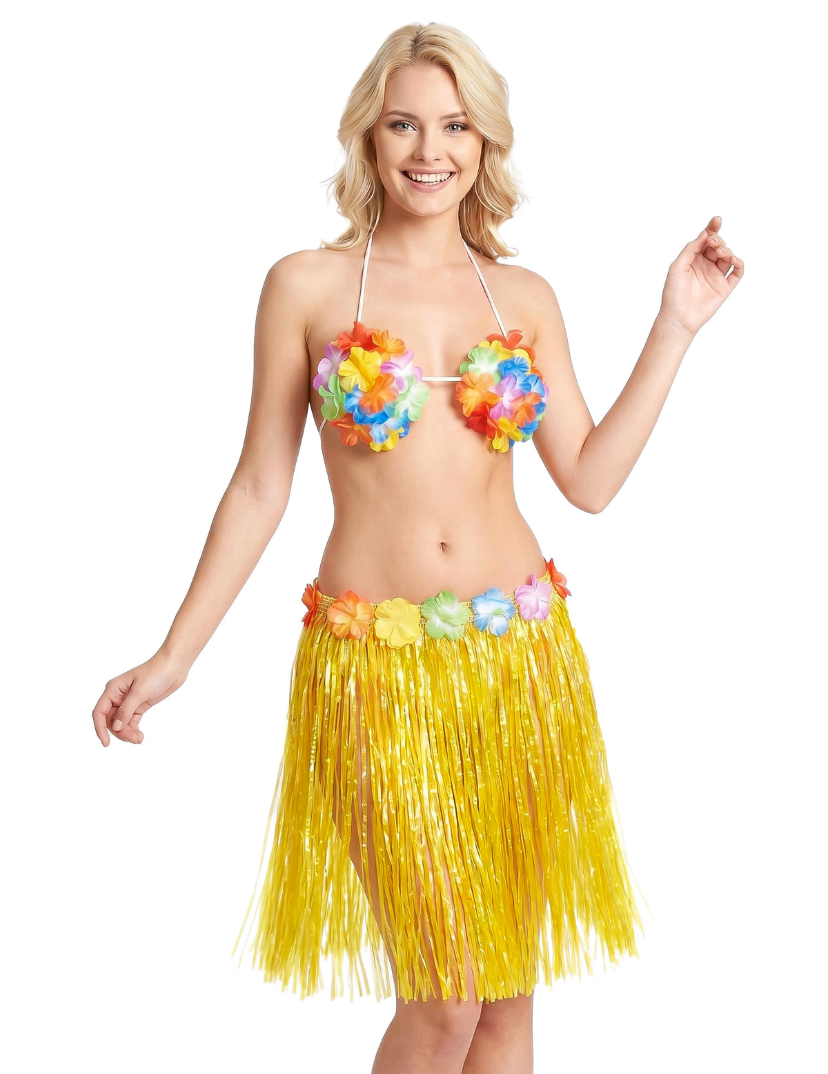 Fustă scurtă hawaiană adult galben