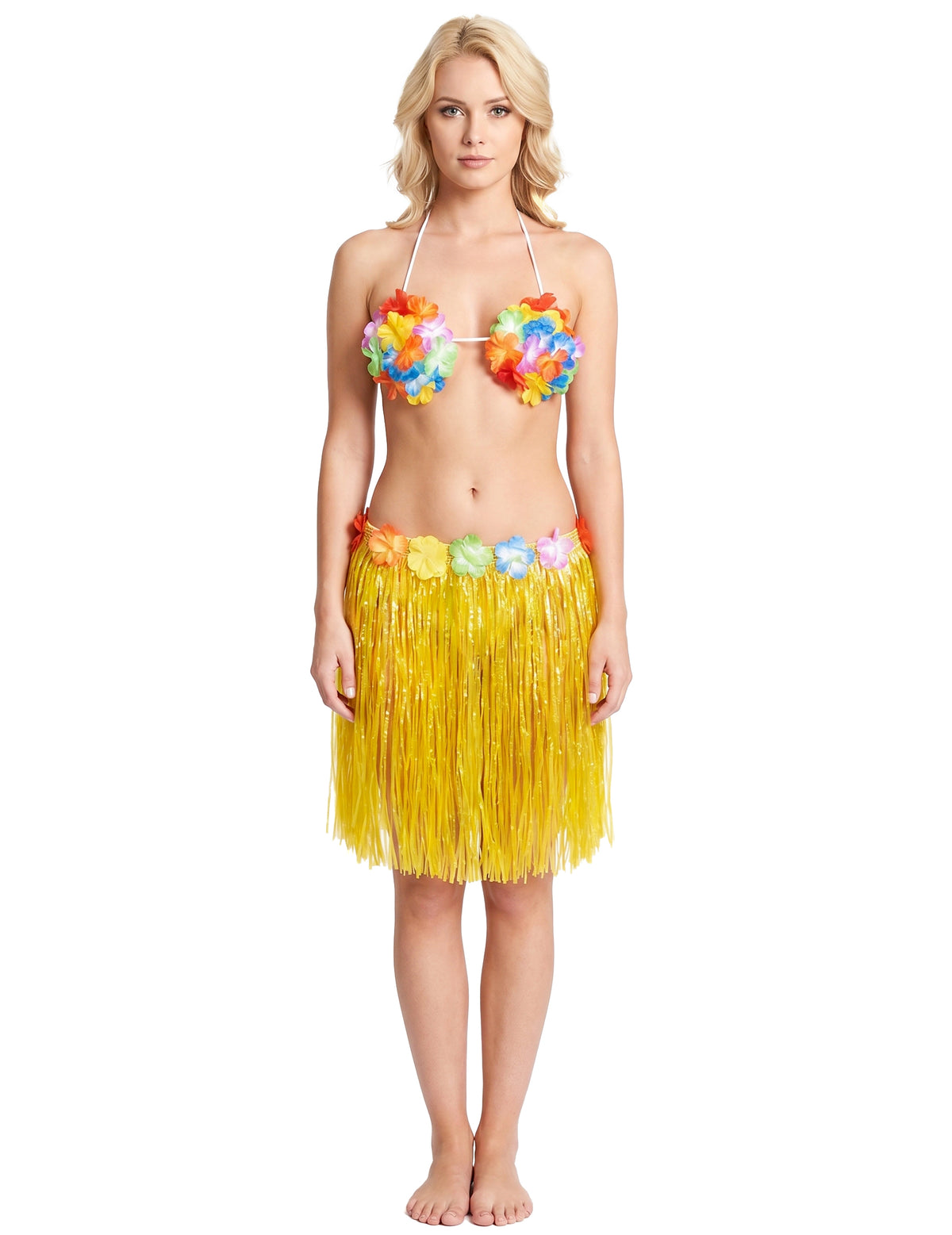 Fustă scurtă hawaiană adult galben