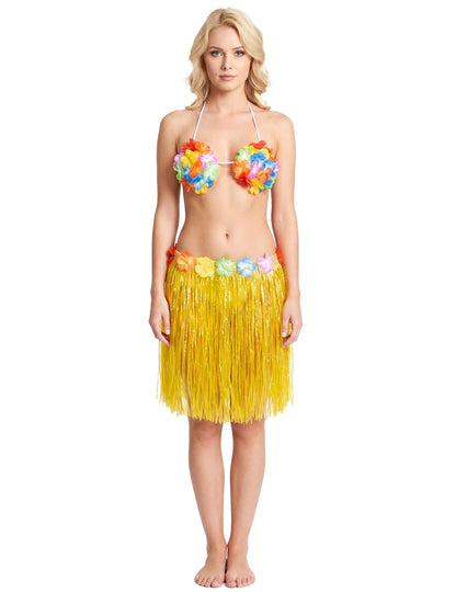 Fustă scurtă hawaiană adult galben