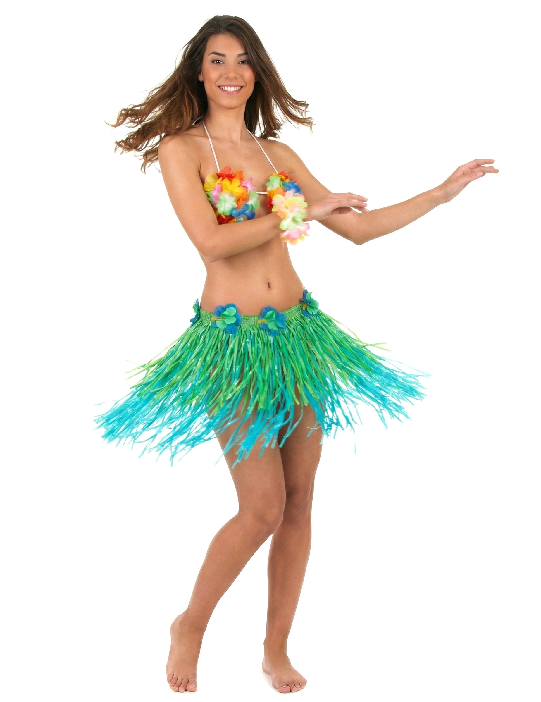 Vue de face de la jupe hawaïenne courte pour adulte