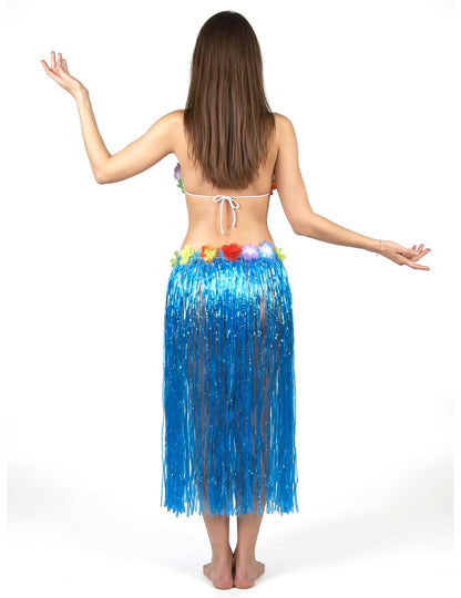 Jupe hawaïenne longue bleue adulte