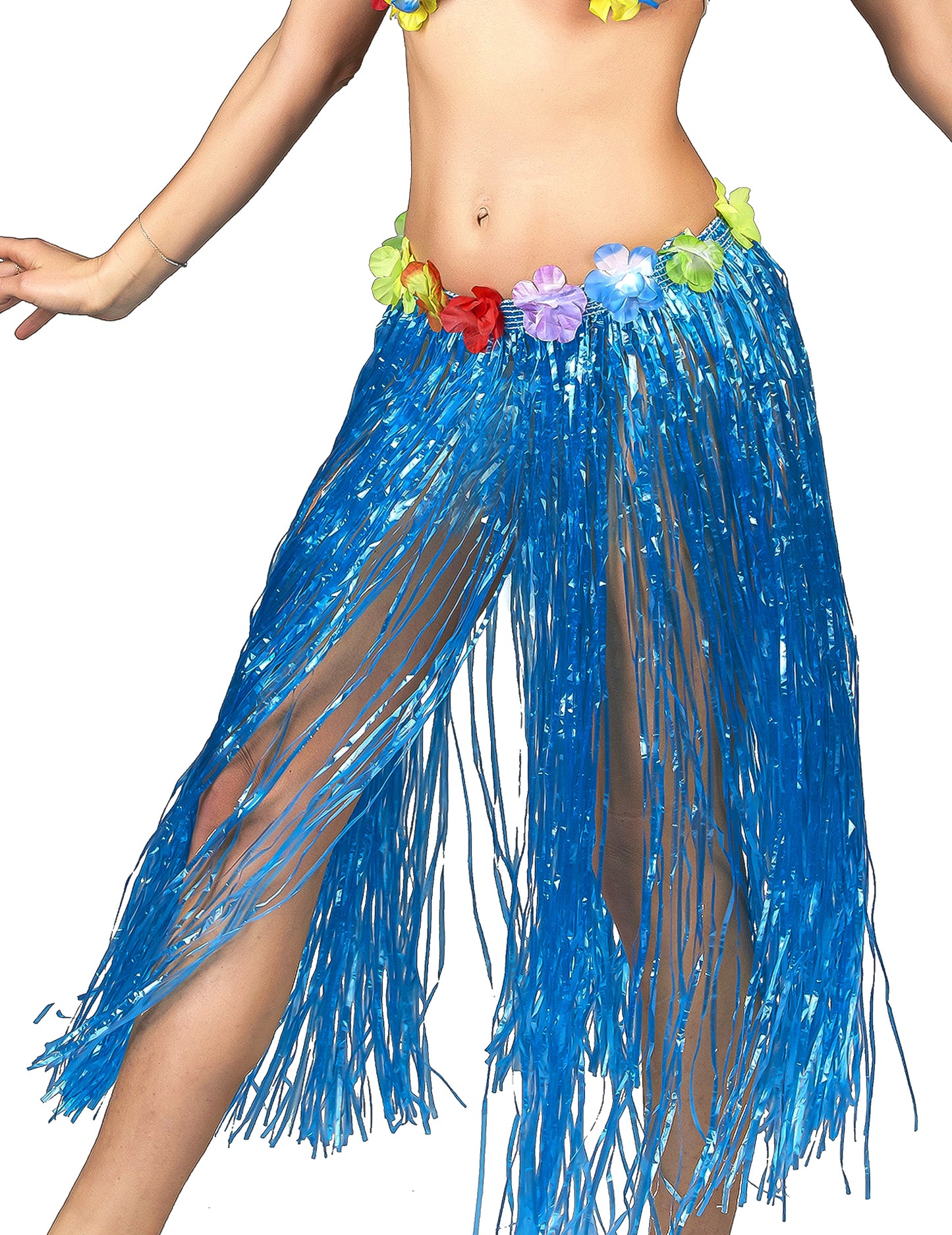 Jupe hawaïenne longue bleue adulte