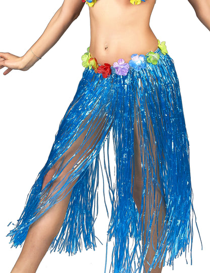 Jupe hawaïenne longue bleue adulte