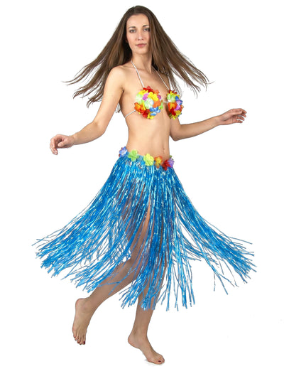 Fustă hawaiană lungă adult albastru