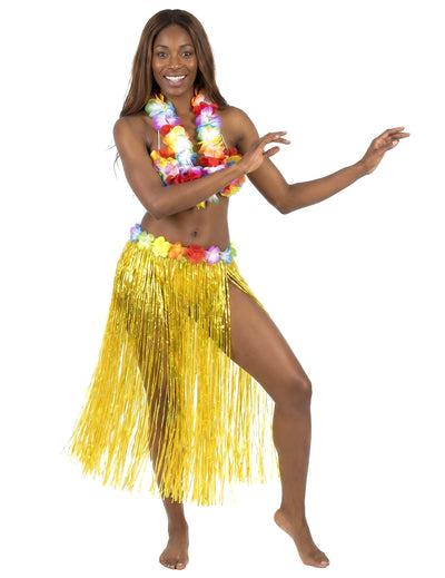 Jupe hawaïenne longue jaune adulte