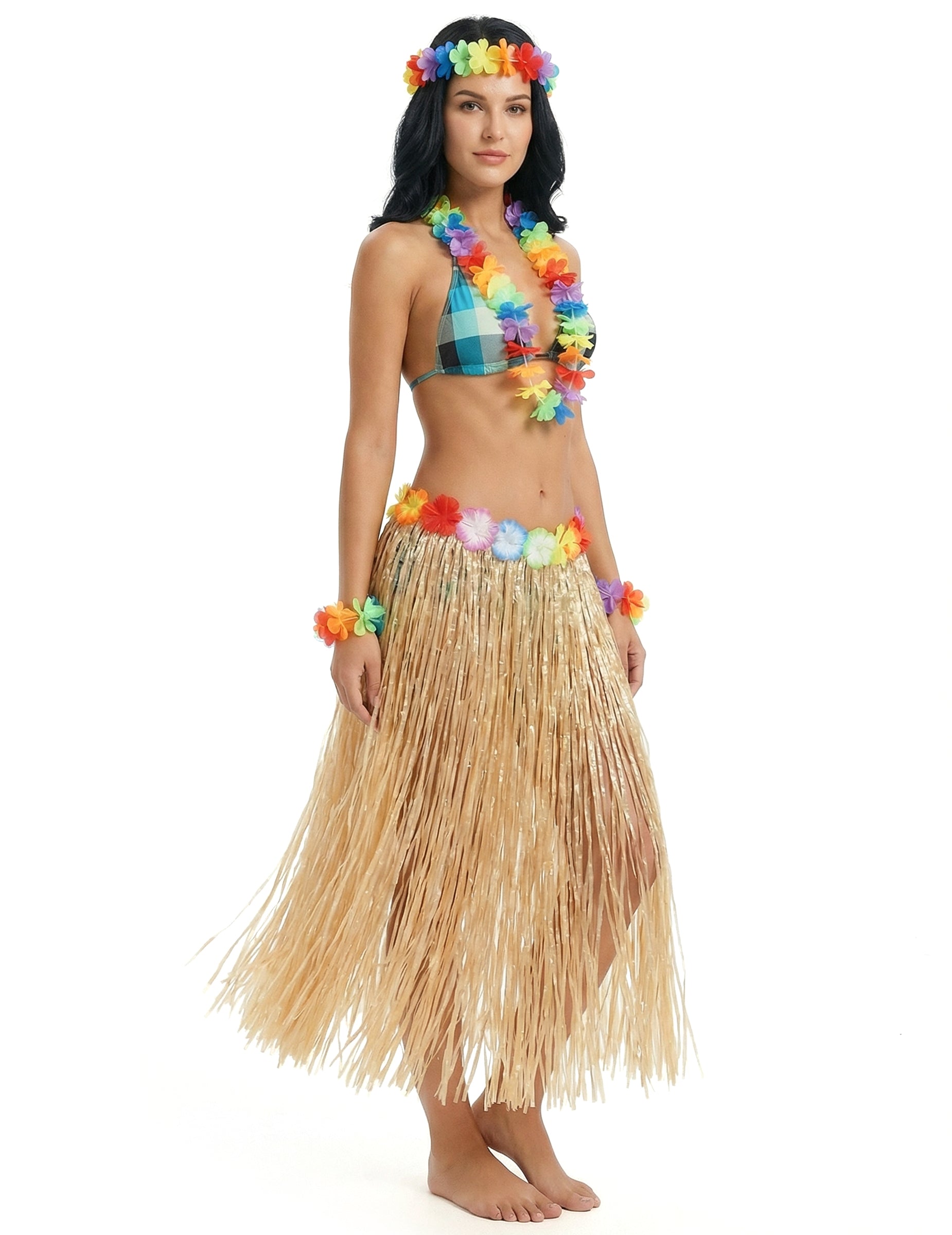 Vedere din profil a fustei hawaiene lungi naturale