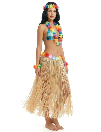 Vedere din profil a fustei hawaiene lungi naturale