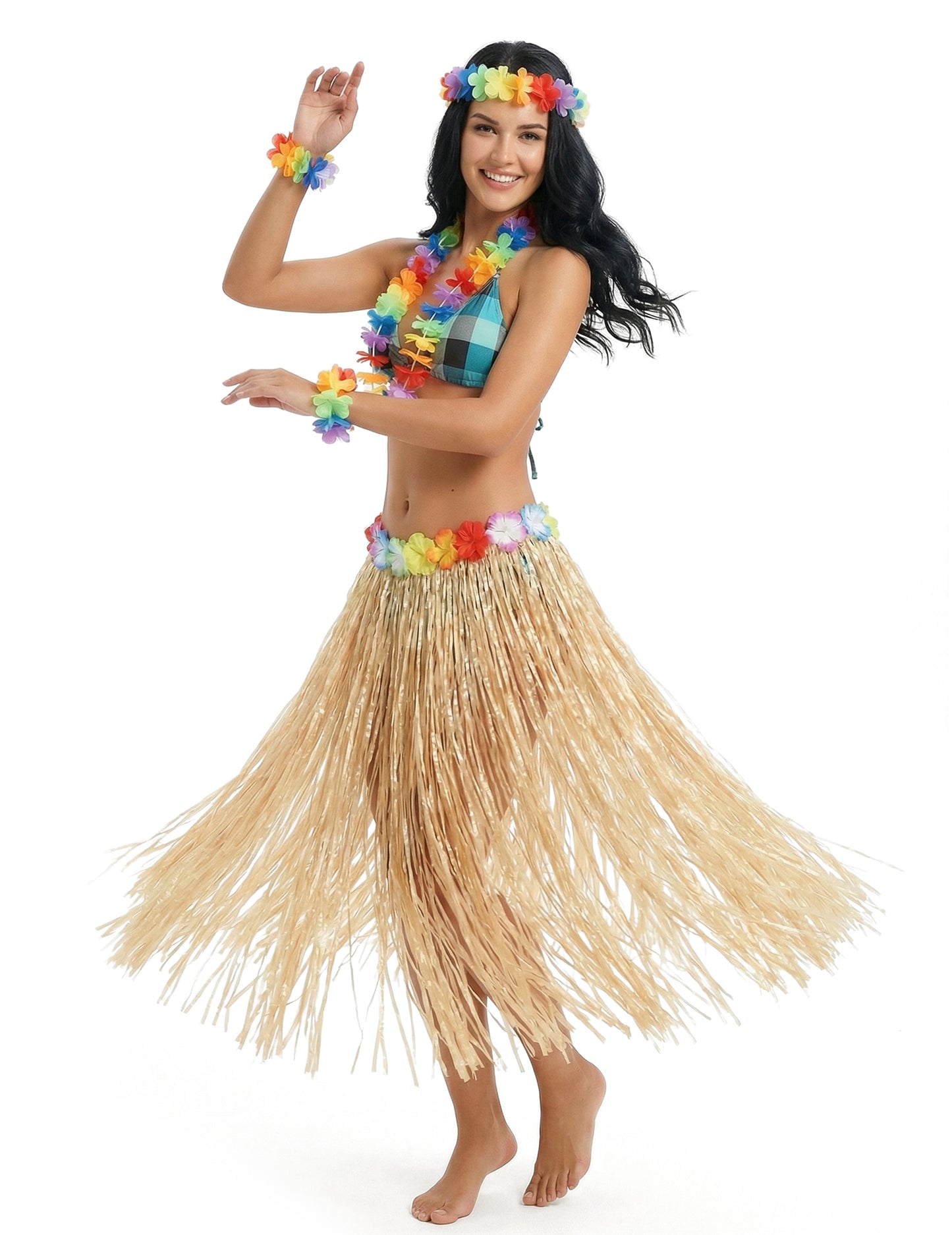Fustă hawaiană lungă pentru adult, naturală