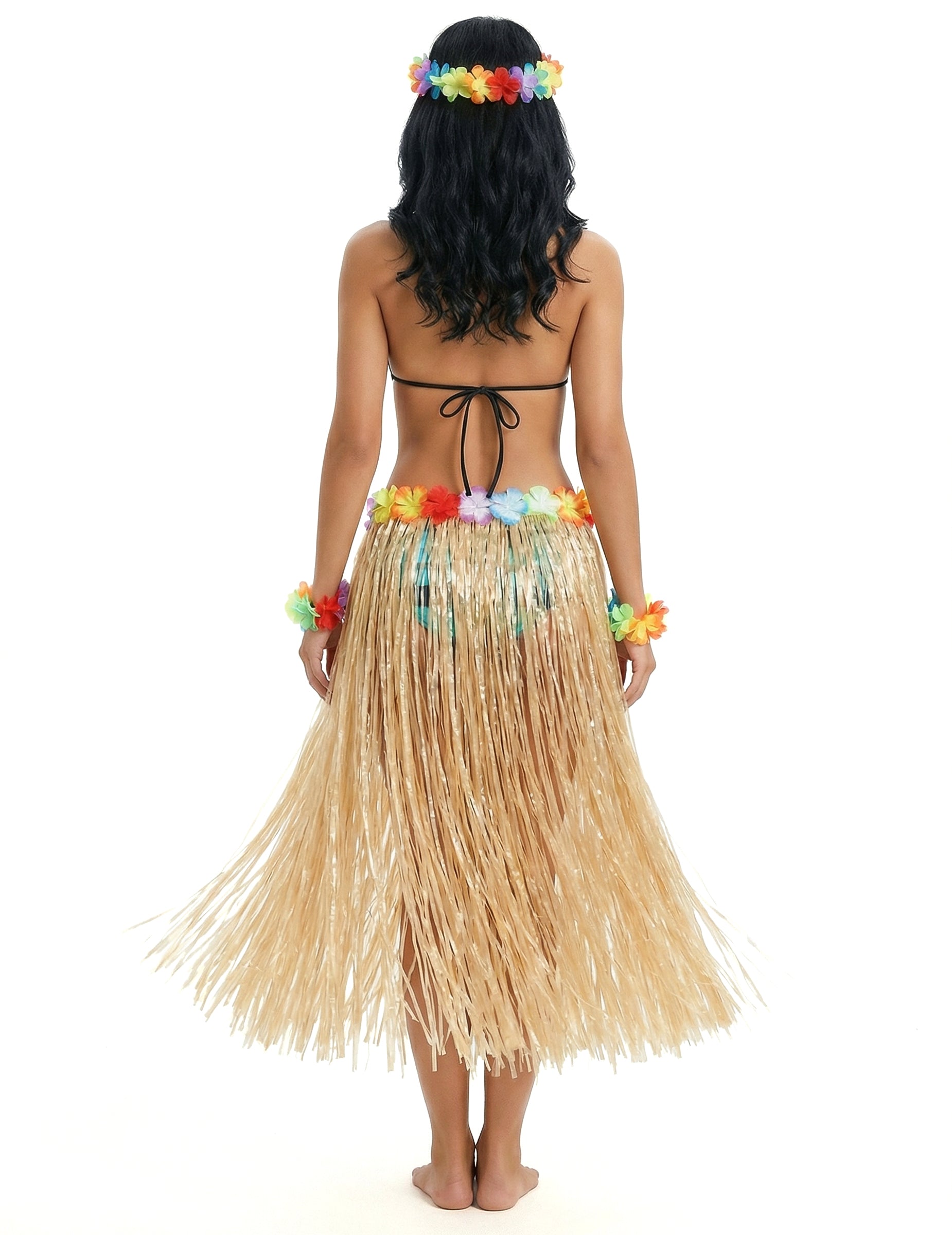 Vedere din spate a fustei hawaiene lungi naturale