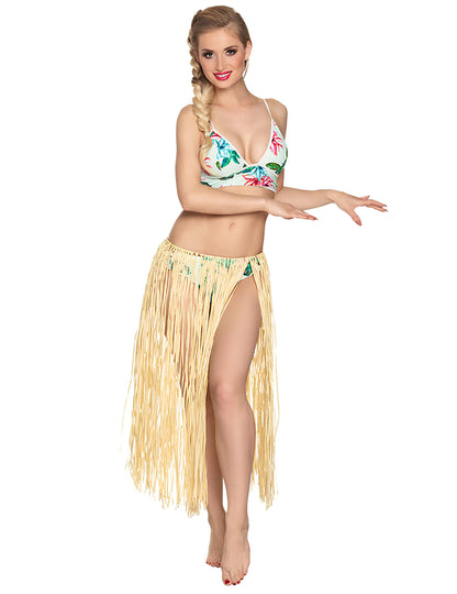 Fustă naturală hawaiană lungă Raphia Adult