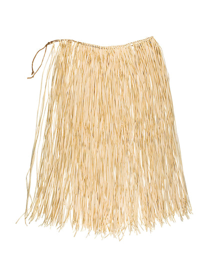 Détail de la texture de la jupe hawaïenne longue naturelle en raphia