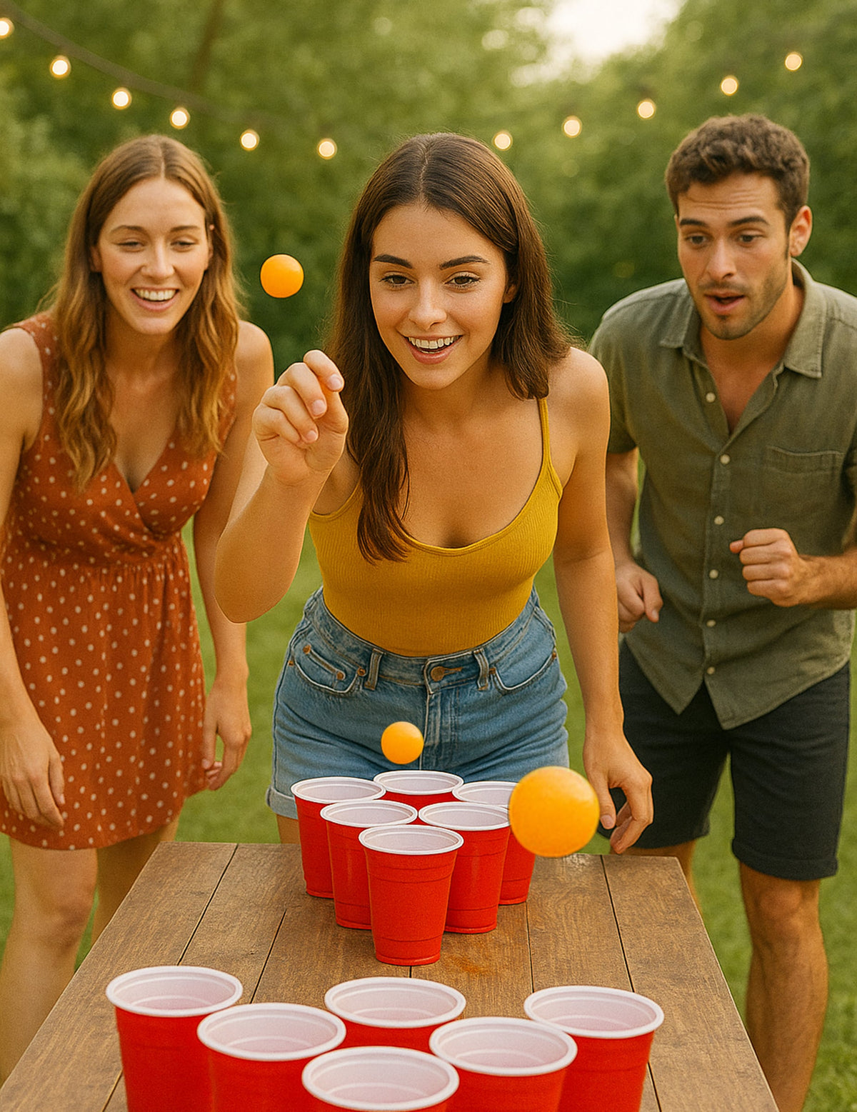 Mise en situation du jeu des balles de beer pong pour adulte