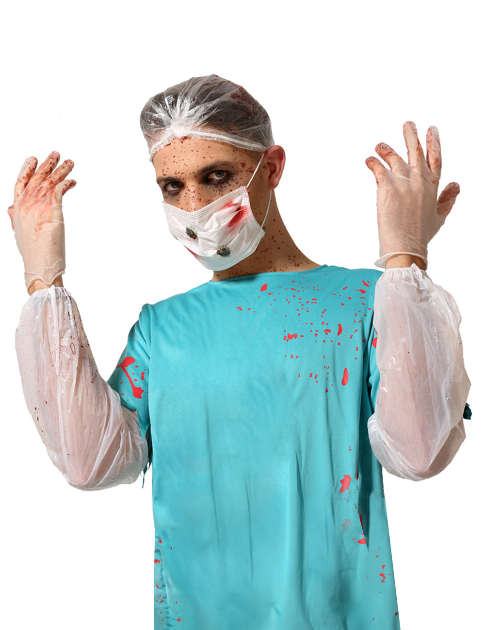 Kit 6 pièces docteur sanglant pour adulte bleu et blanc ensanglanté