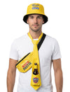 Kit accessoire apéro Pastis pour adulte jaune avec bob et cravate porte-bouteille