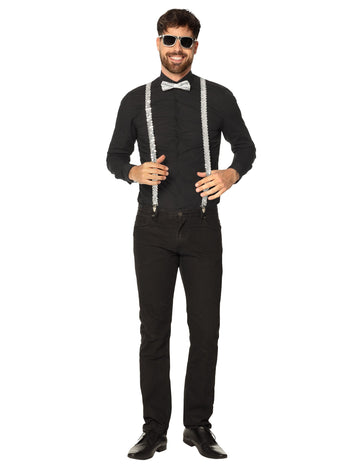 Kit de accesorii cu paiete argintiu pentru adulți