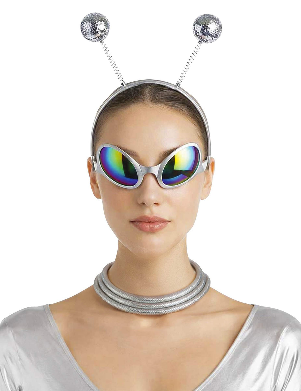 Kit accessoires alien argenté adulte