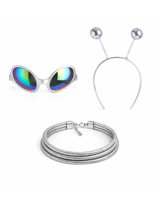 Set accesorii extraterestru argintiu pentru adulți