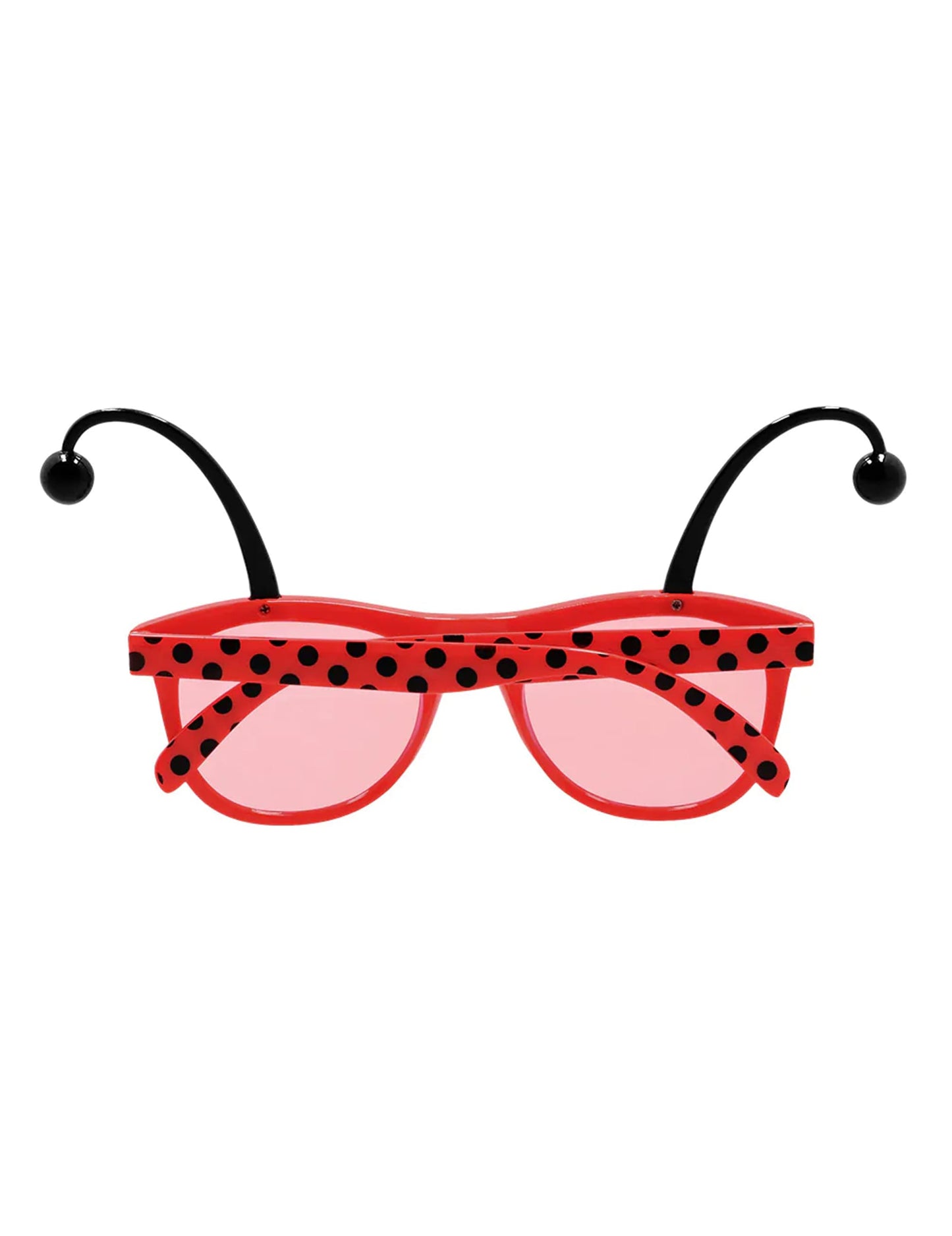 Lunettes de coccinelle pour adulte rouge à pois noirs avec antennes