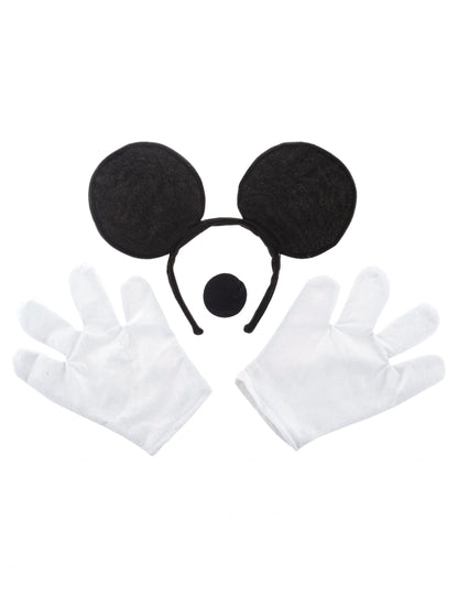 Détail des oreilles, du nez et des gants du kit accessoires souris pour adulte