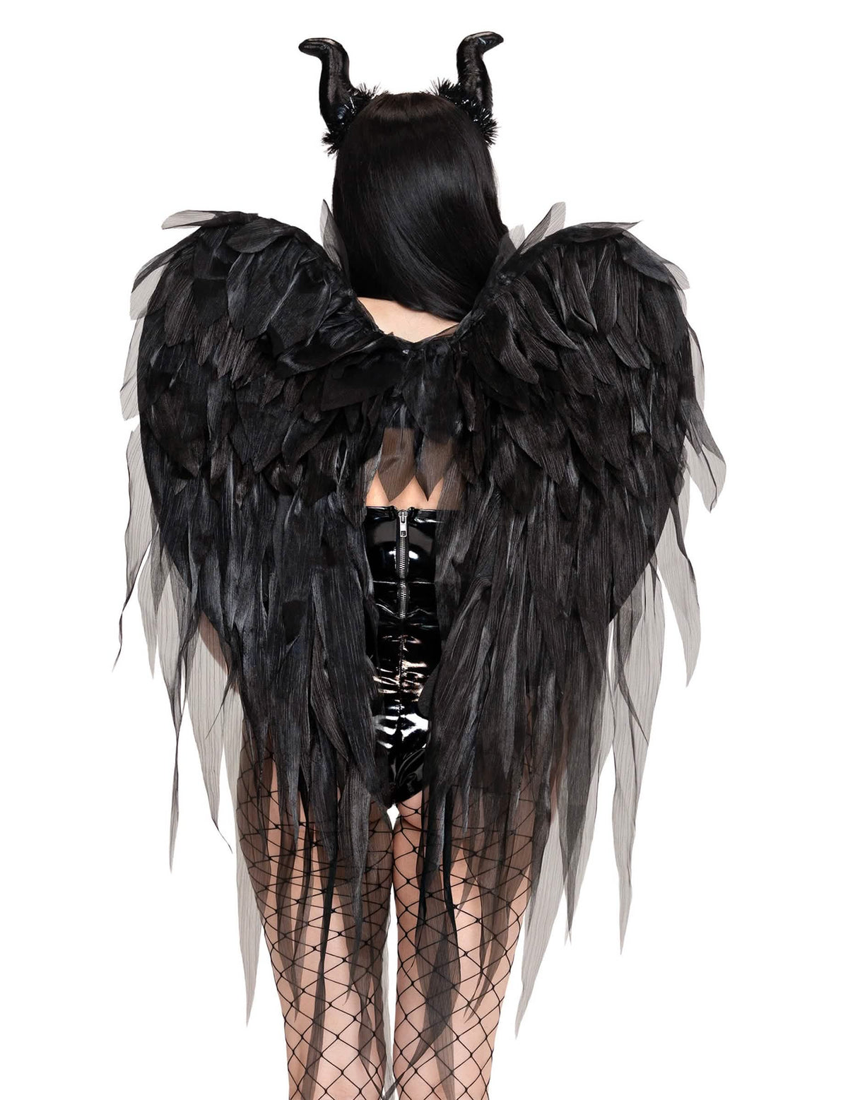 Kit ailes et coiffe démon noir luxe adulte