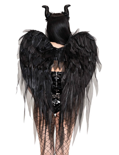 Kit ailes et coiffe démon noir luxe adulte