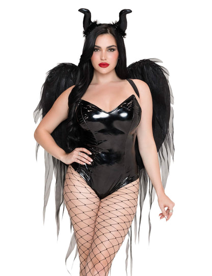 Kit ailes et coiffe démon noir luxe adulte