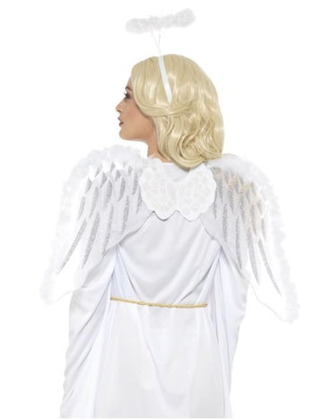 Kit de înger alb cu aripi și halo pentru adulți
