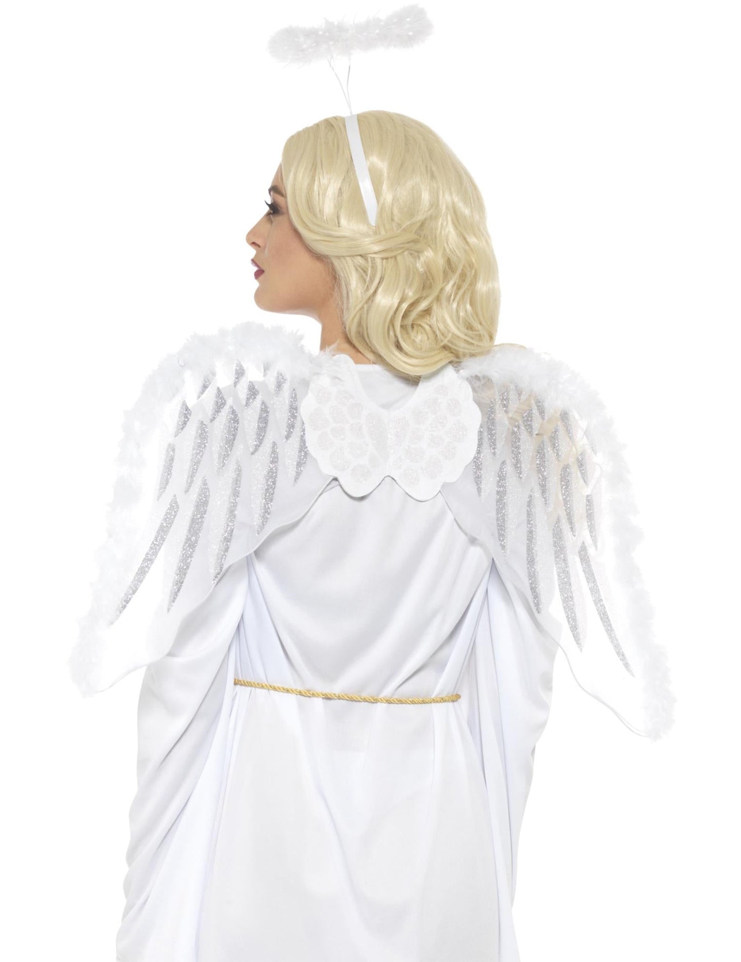 Kit ange pour adulte blanc avec ailes et auréole